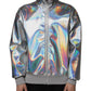 Silver Iridescent Full Zip Men Bomber Jacket