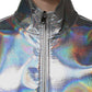 Silver Iridescent Full Zip Men Bomber Jacket