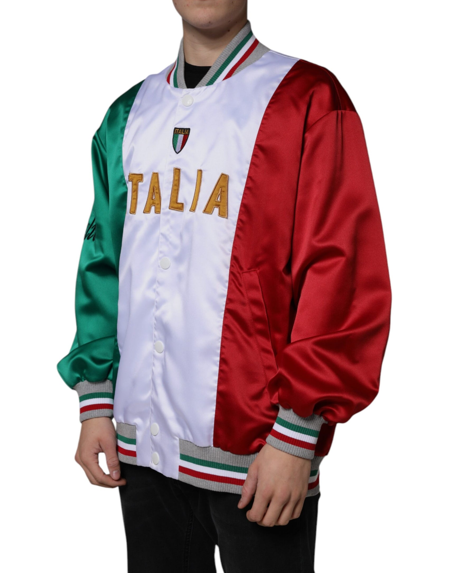 Giacca bomber con bottoni multicolore Italia