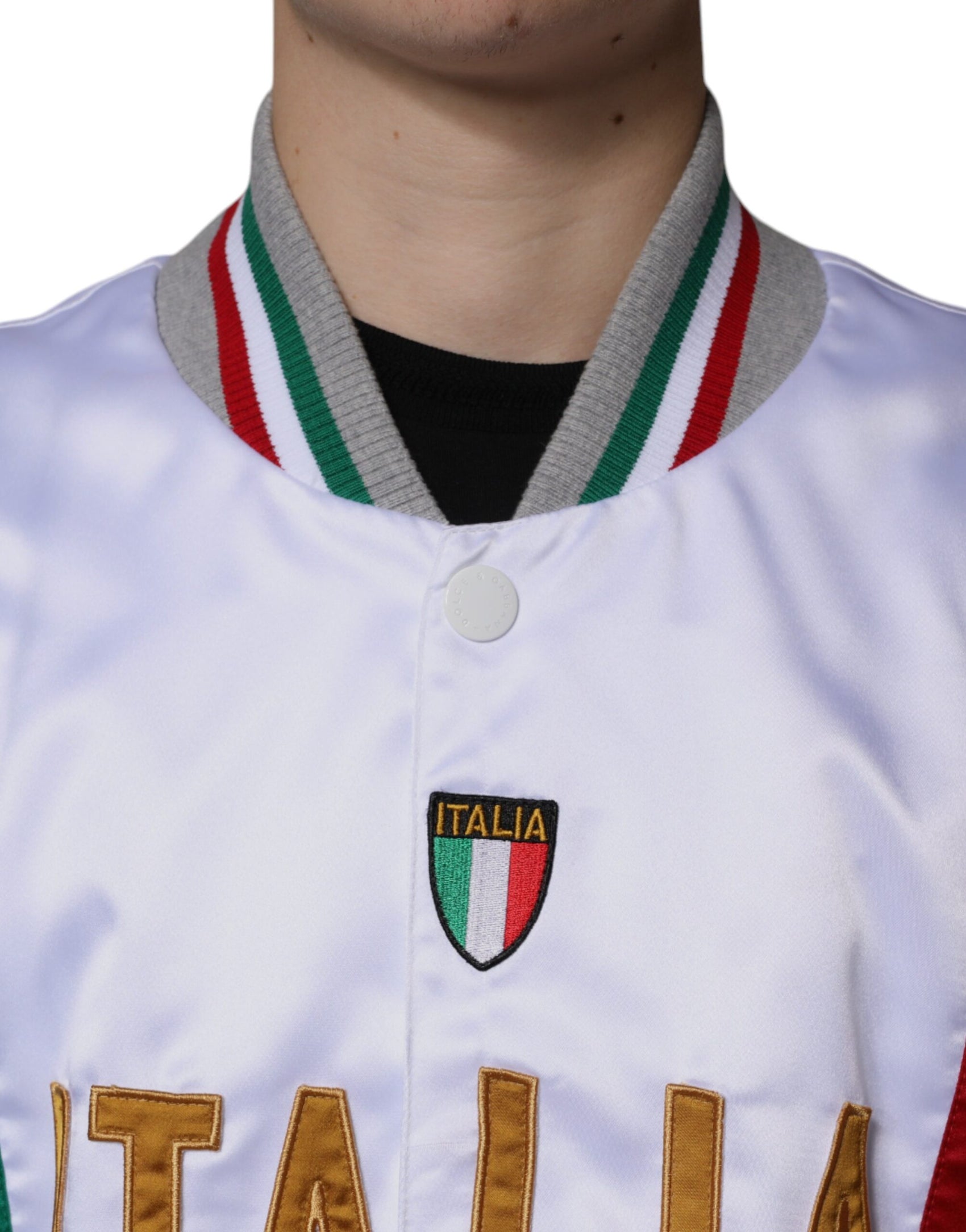 Giacca bomber con bottoni multicolore Italia
