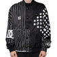 Black Polka Dot Stripe Nylon Bomber Jacket