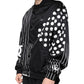 Black Polka Dot Stripe Nylon Bomber Jacket