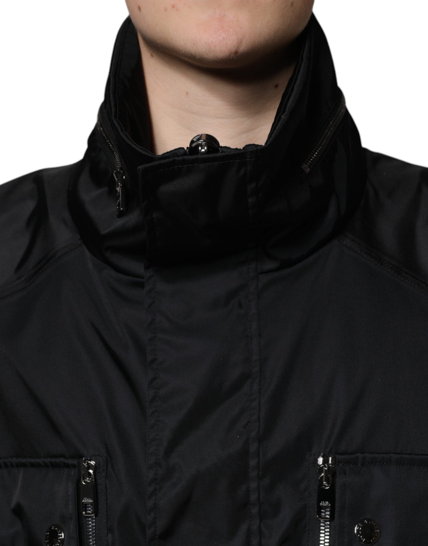 Black Nylon Winter Men Parka Coat Jacket