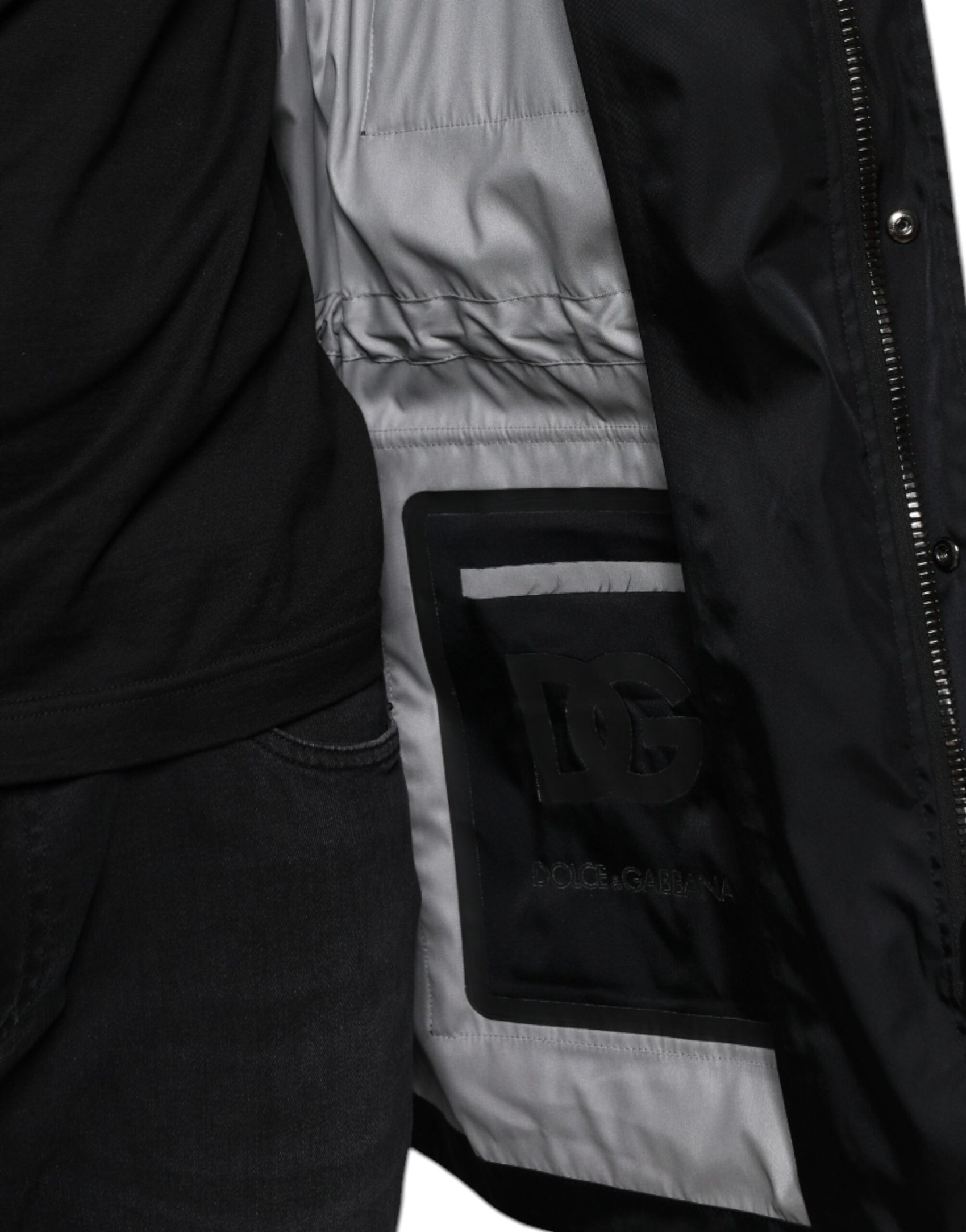 Schwarze Nylon Winter Herren Parka Mantel Jacke