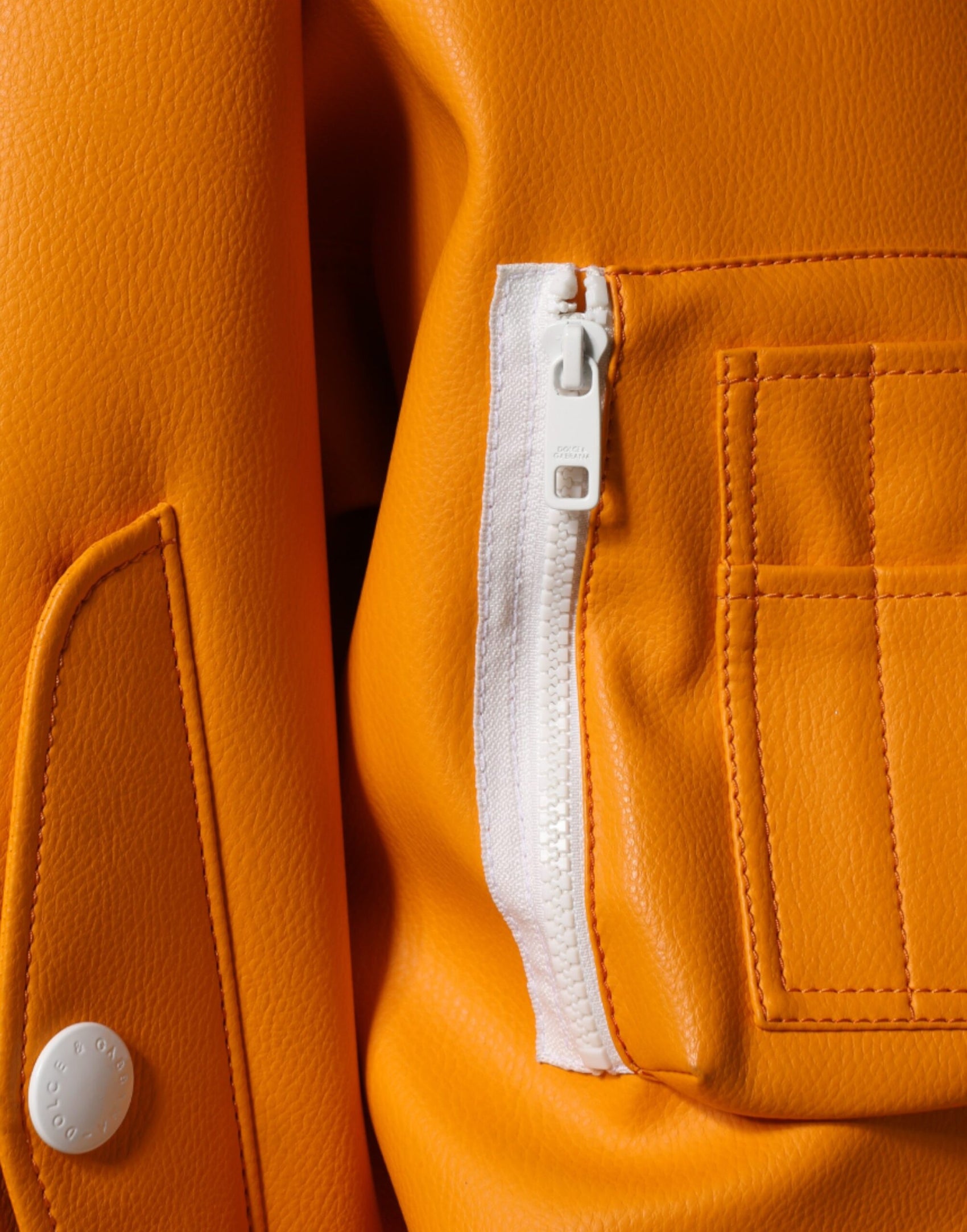 Orange-weiße Jersey-Bomberjacke mit durchgehendem Reißverschluss