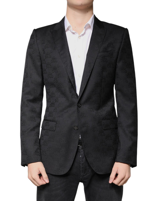 Blazer monopetto formale in lana nera