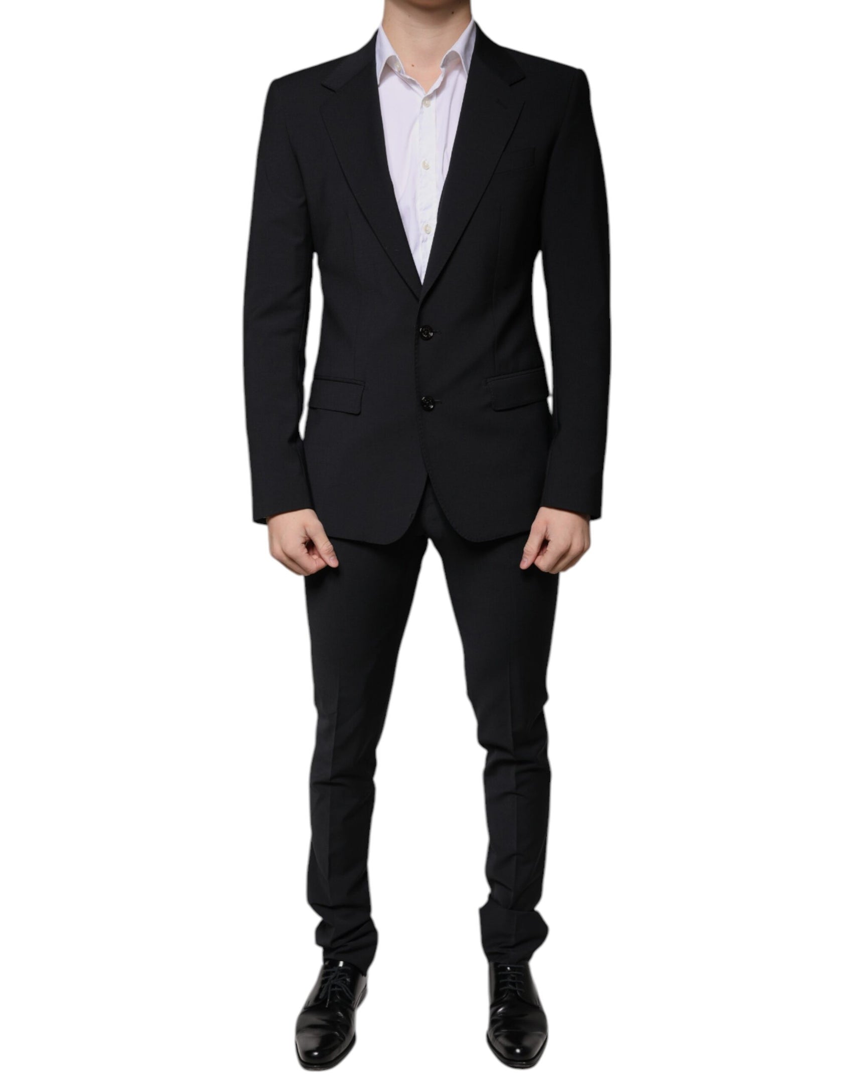 Schwarzer 3-teiliger Slim Fit Herrenanzug aus Wolle