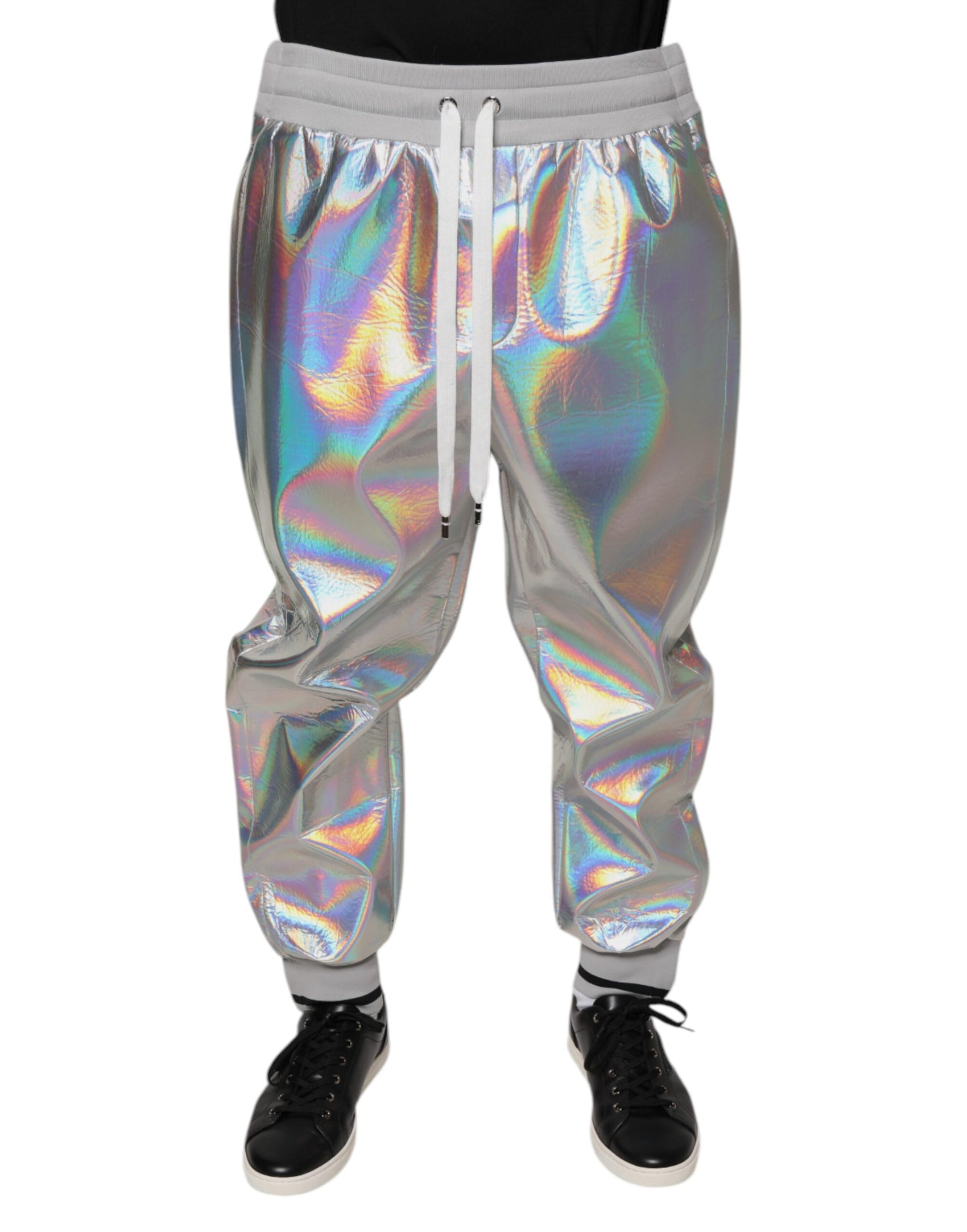 Silber schillernde Herren Jogger Jogginghose