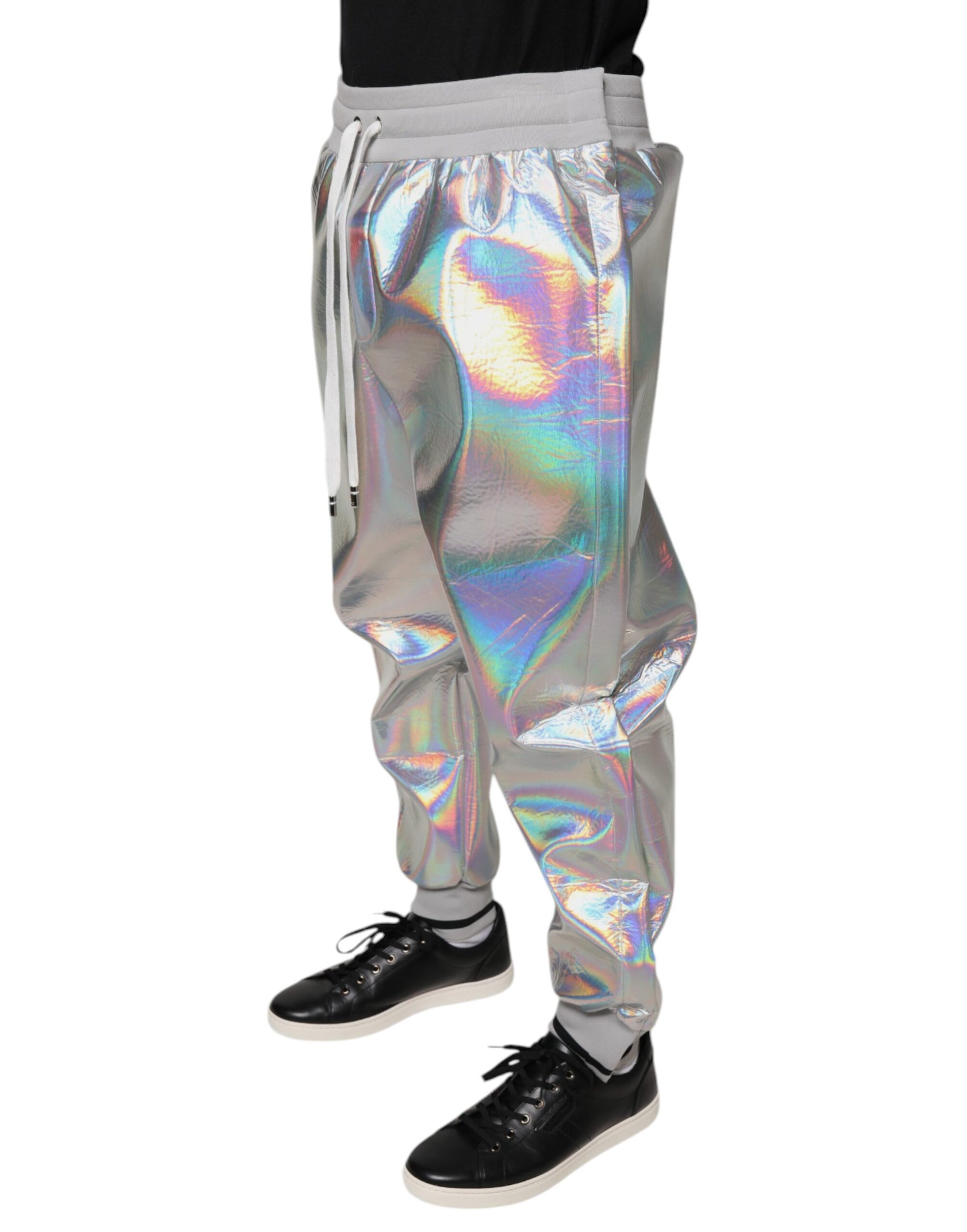 Silber schillernde Herren Jogger Jogginghose