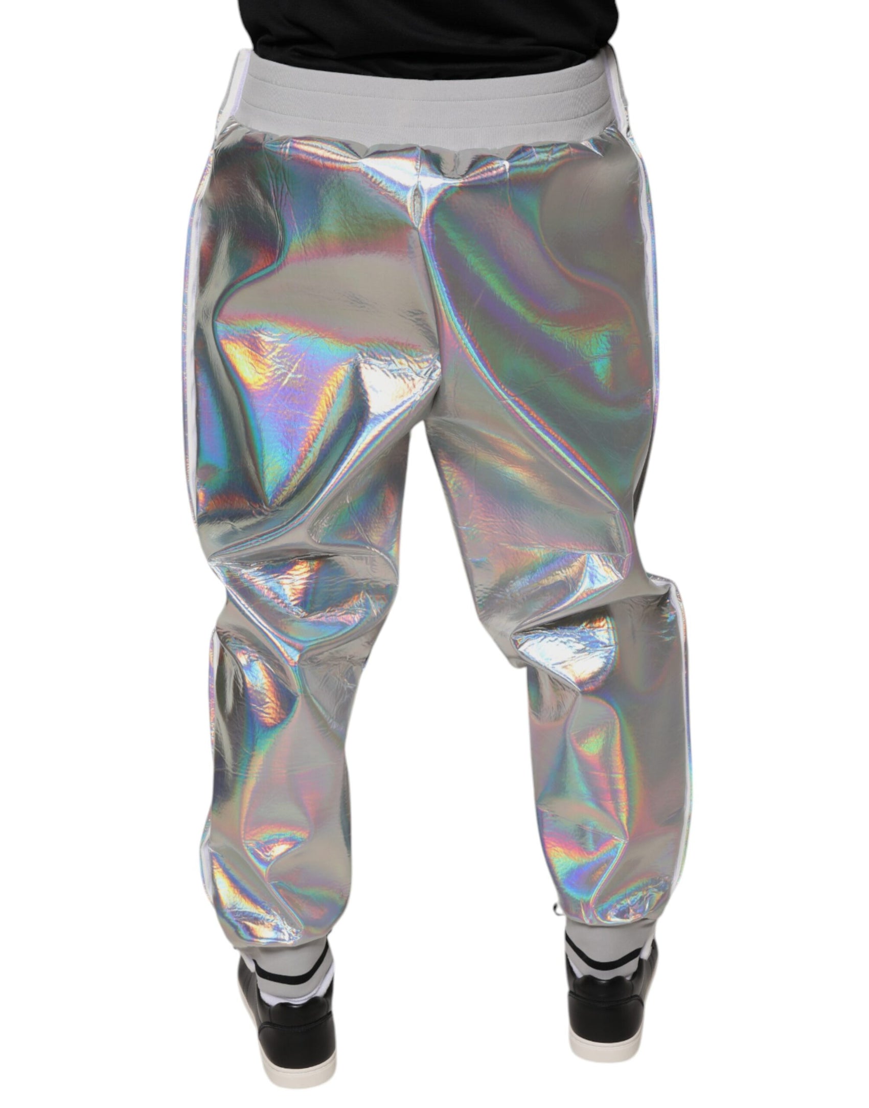 Silber schillernde Herren Jogger Jogginghose