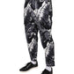 Graue Caprihose aus Baumwollstretch mit Bananenblattmuster