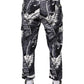 Graue Caprihose aus Baumwollstretch mit Bananenblattmuster