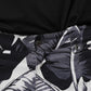 Graue Caprihose aus Baumwollstretch mit Bananenblattmuster
