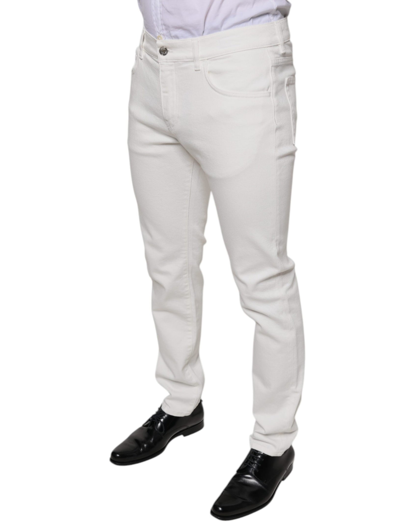 Weiße Skinny Slim Jeans aus Baumwolle für Herren
