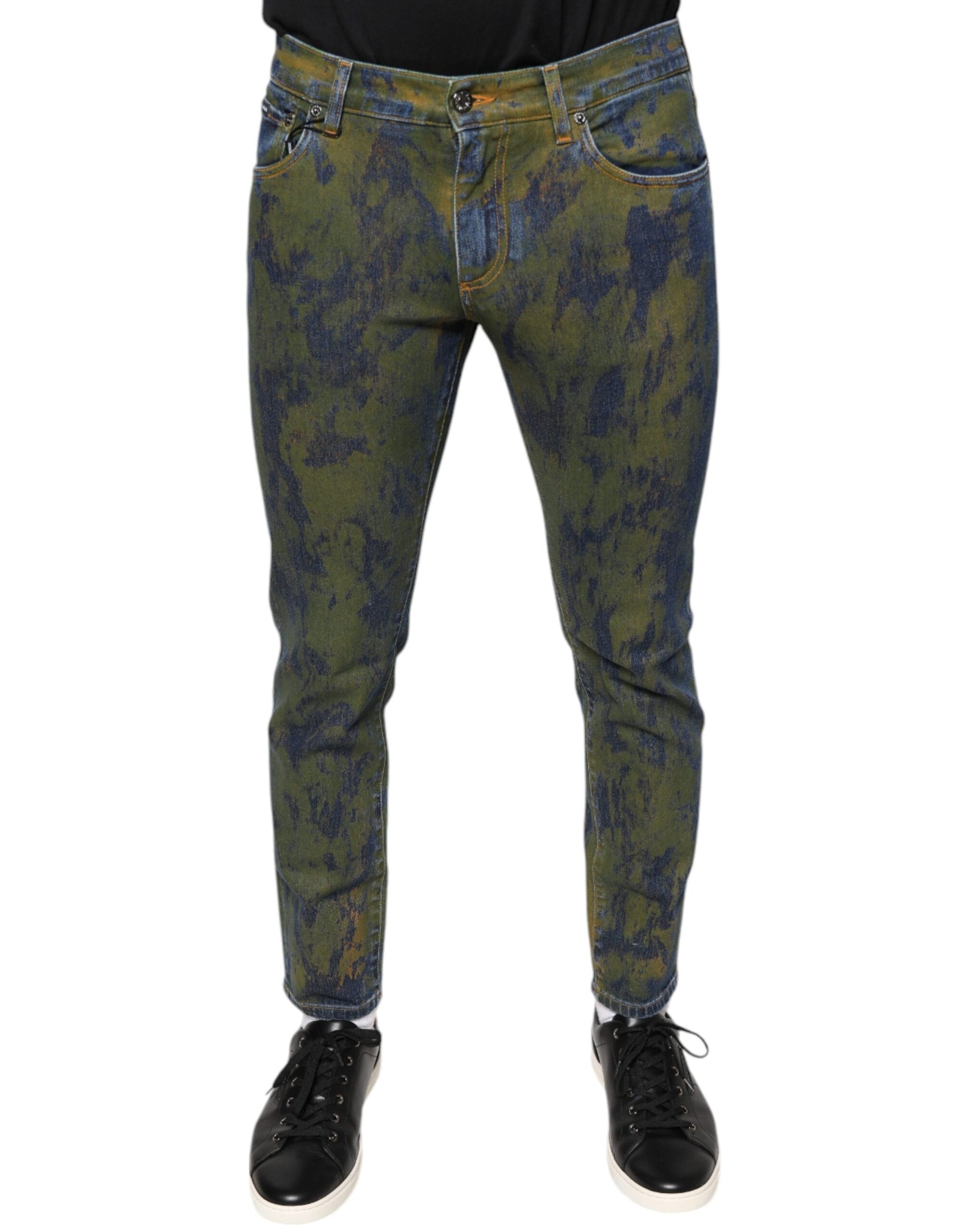 Blaue Slim Fit Jeans aus Baumwoll-Dye