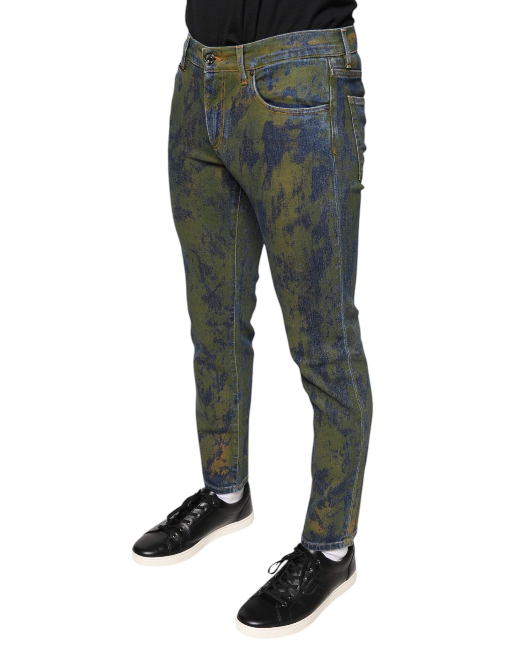 Blaue Slim Fit Jeans aus Baumwoll-Dye