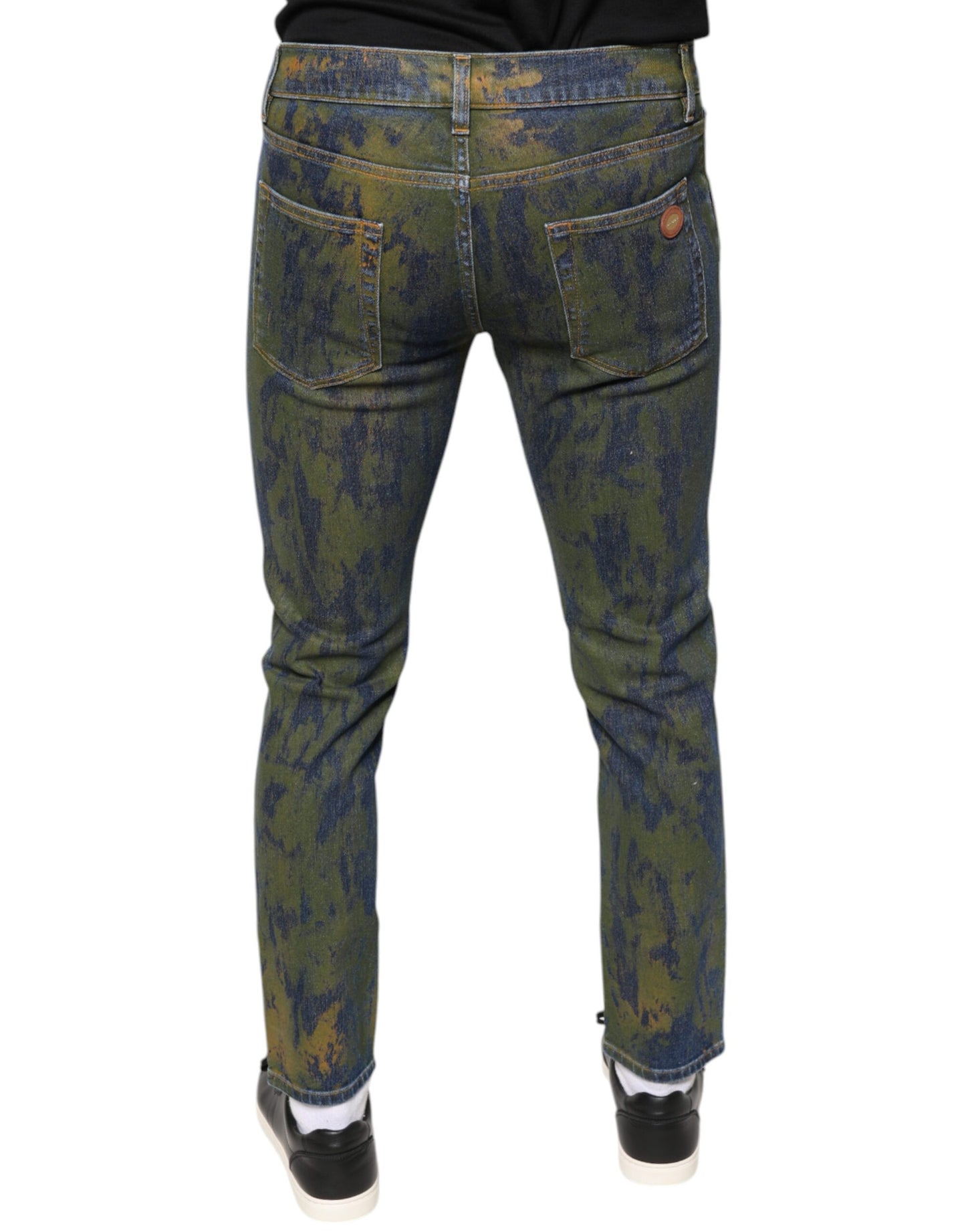 Blaue Slim Fit Jeans aus Baumwoll-Dye