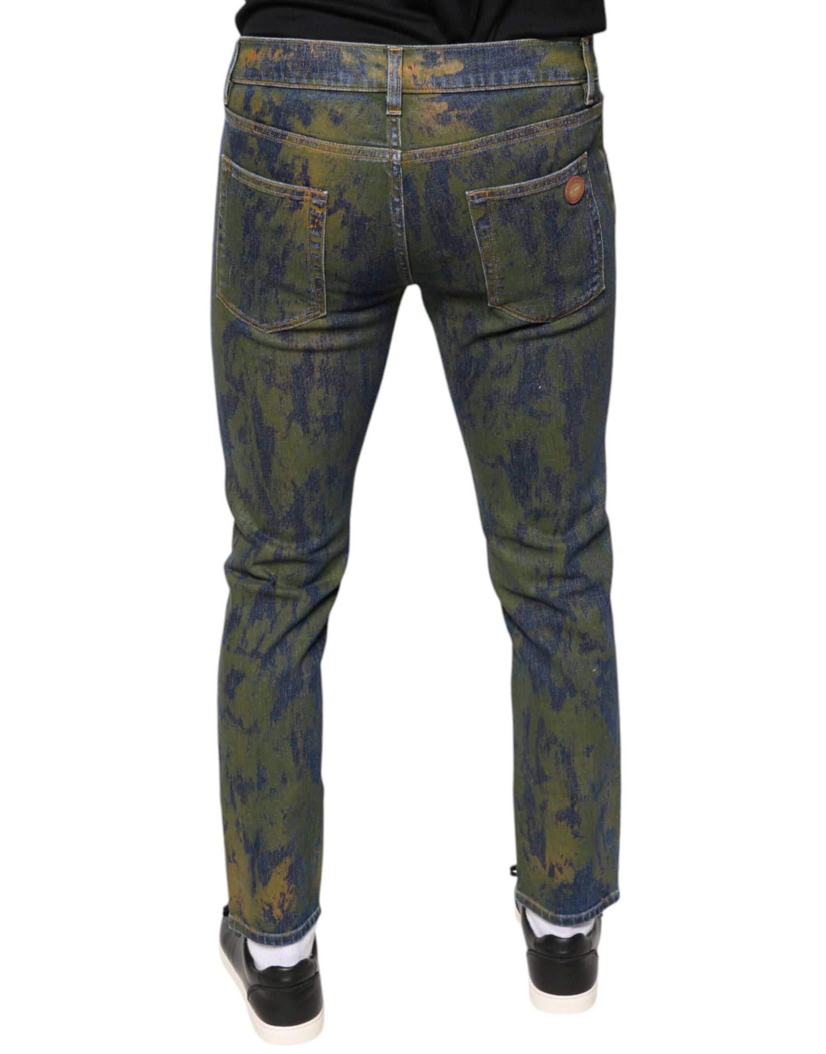 Blaue Slim Fit Jeans aus Baumwoll-Dye