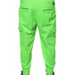 Neongrüne Cargo-Jogginghose aus Polyester
