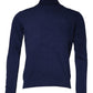 Blauer Rollkragenpullover aus Wollstrick