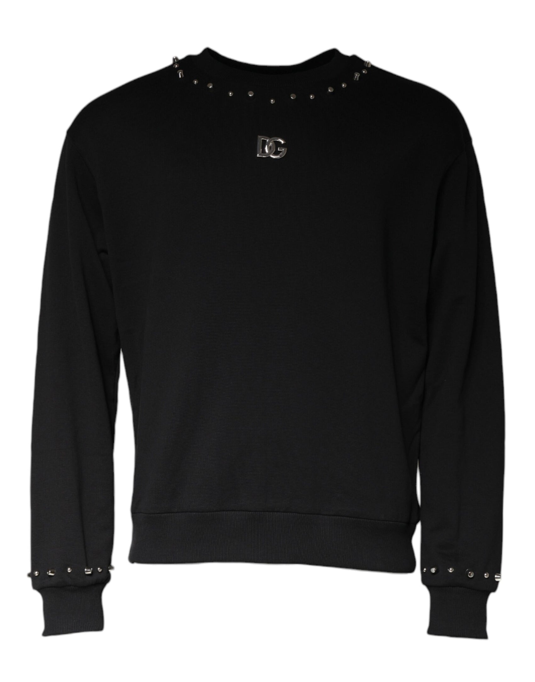 Schwarzes Sweatshirt mit Logo und Nieten