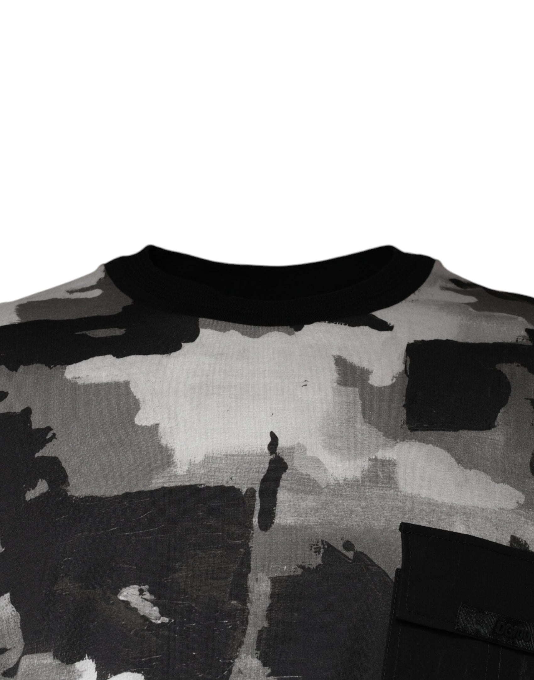 Mehrfarbiges Camouflage-T-Shirt aus Baumwolle mit Rundhalsausschnitt
