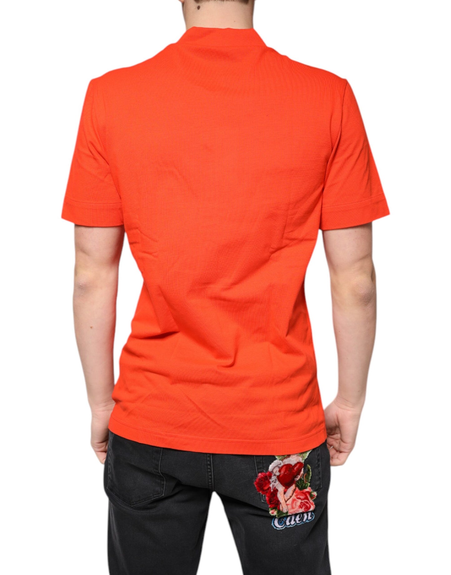 Oranges, lässiges Poloshirt aus Baumwolle mit Knopfleiste