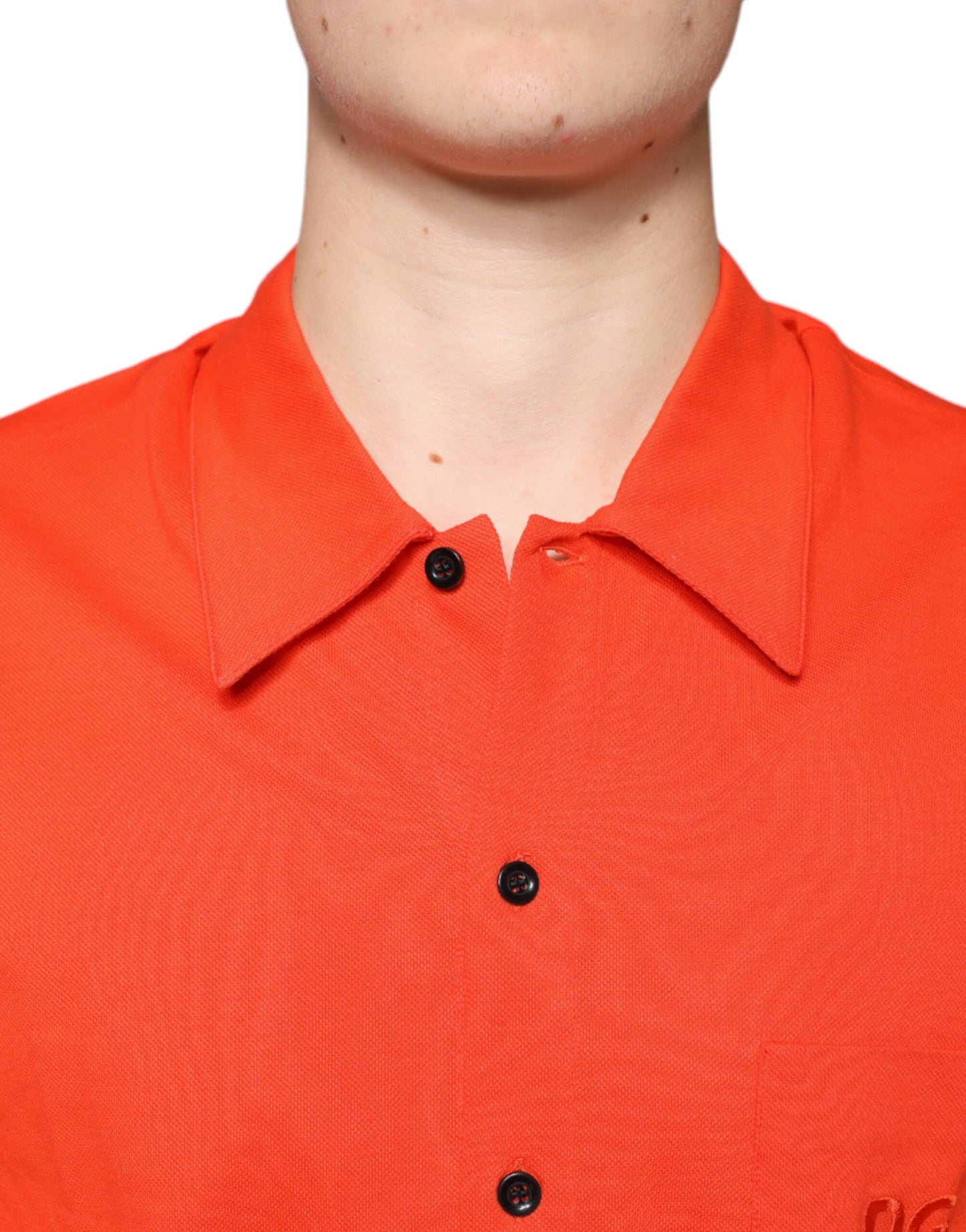Oranges, lässiges Poloshirt aus Baumwolle mit Knopfleiste