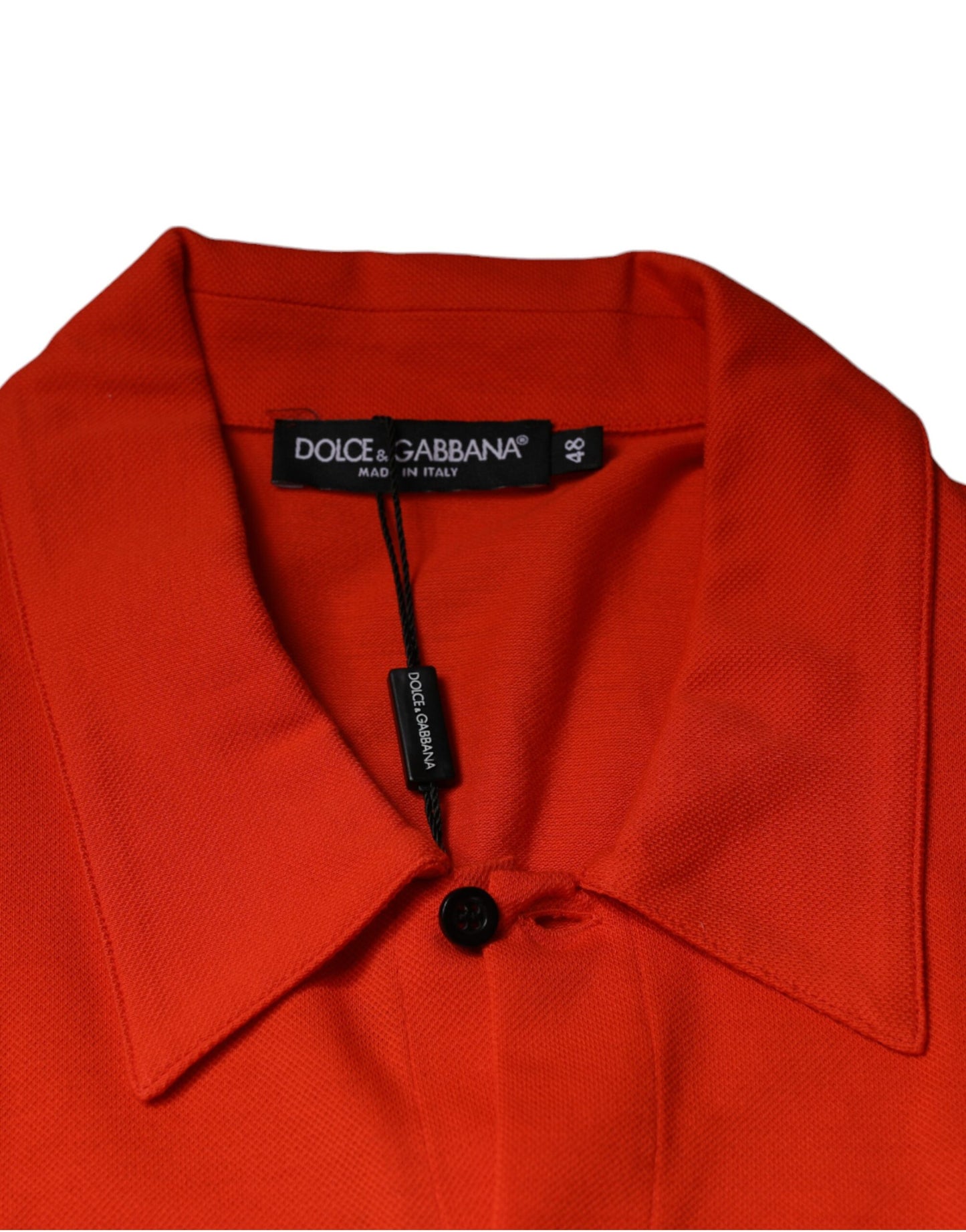 Oranges, lässiges Poloshirt aus Baumwolle mit Knopfleiste