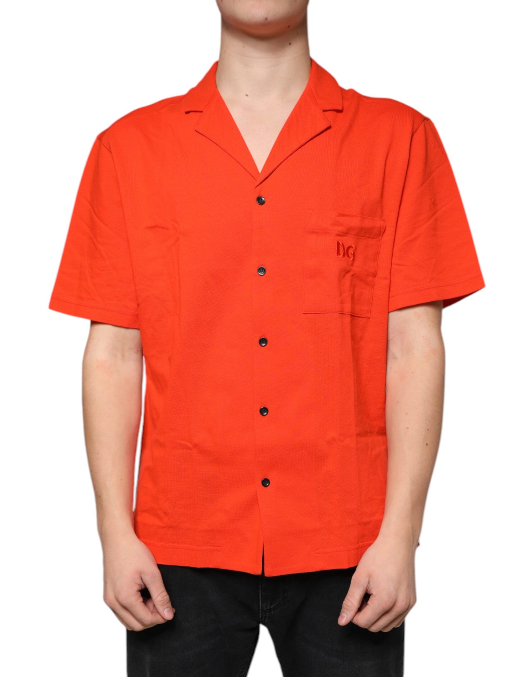 Oranges, lässiges Poloshirt aus Baumwolle mit Knopfleiste