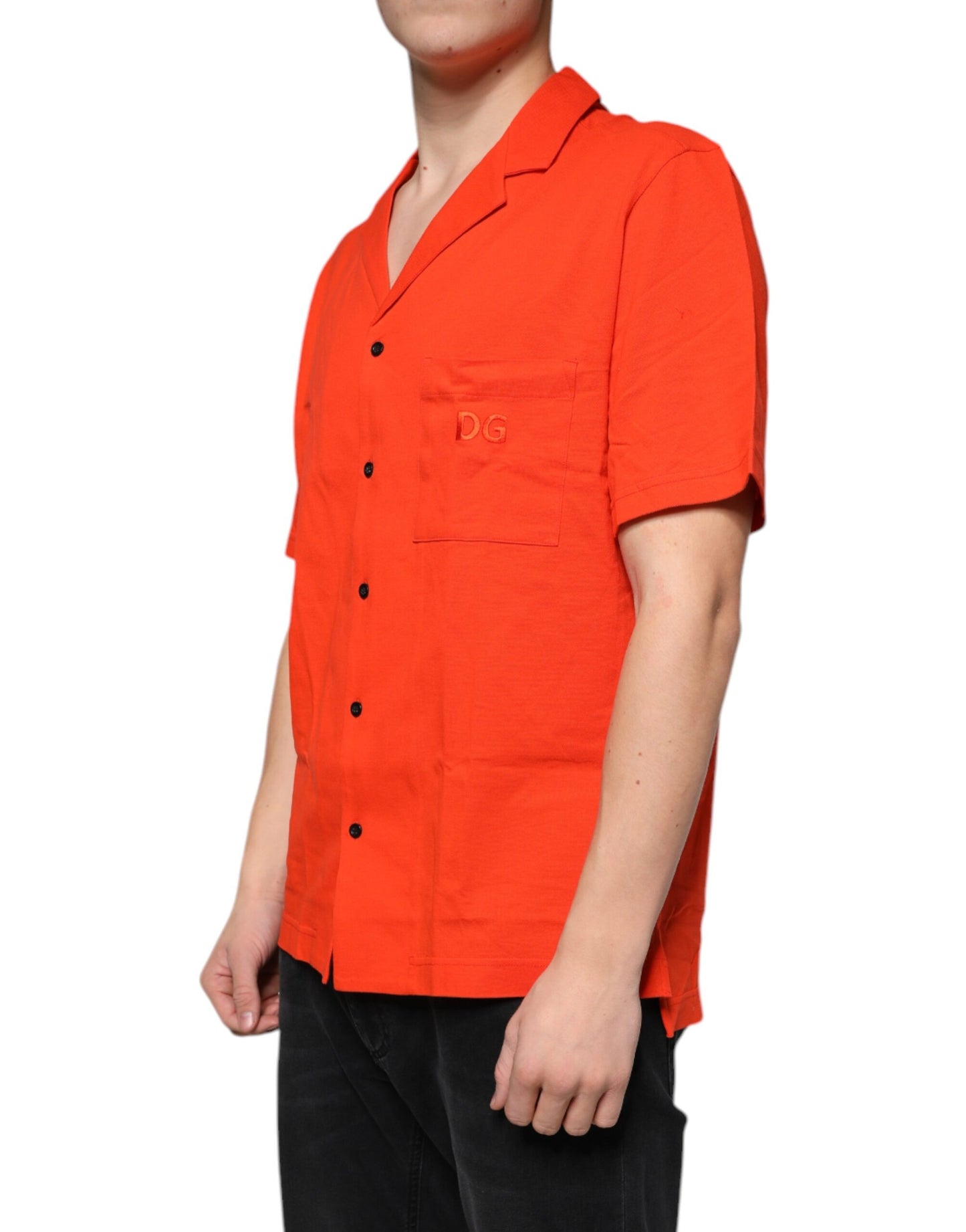 Oranges, lässiges Poloshirt aus Baumwolle mit Knopfleiste
