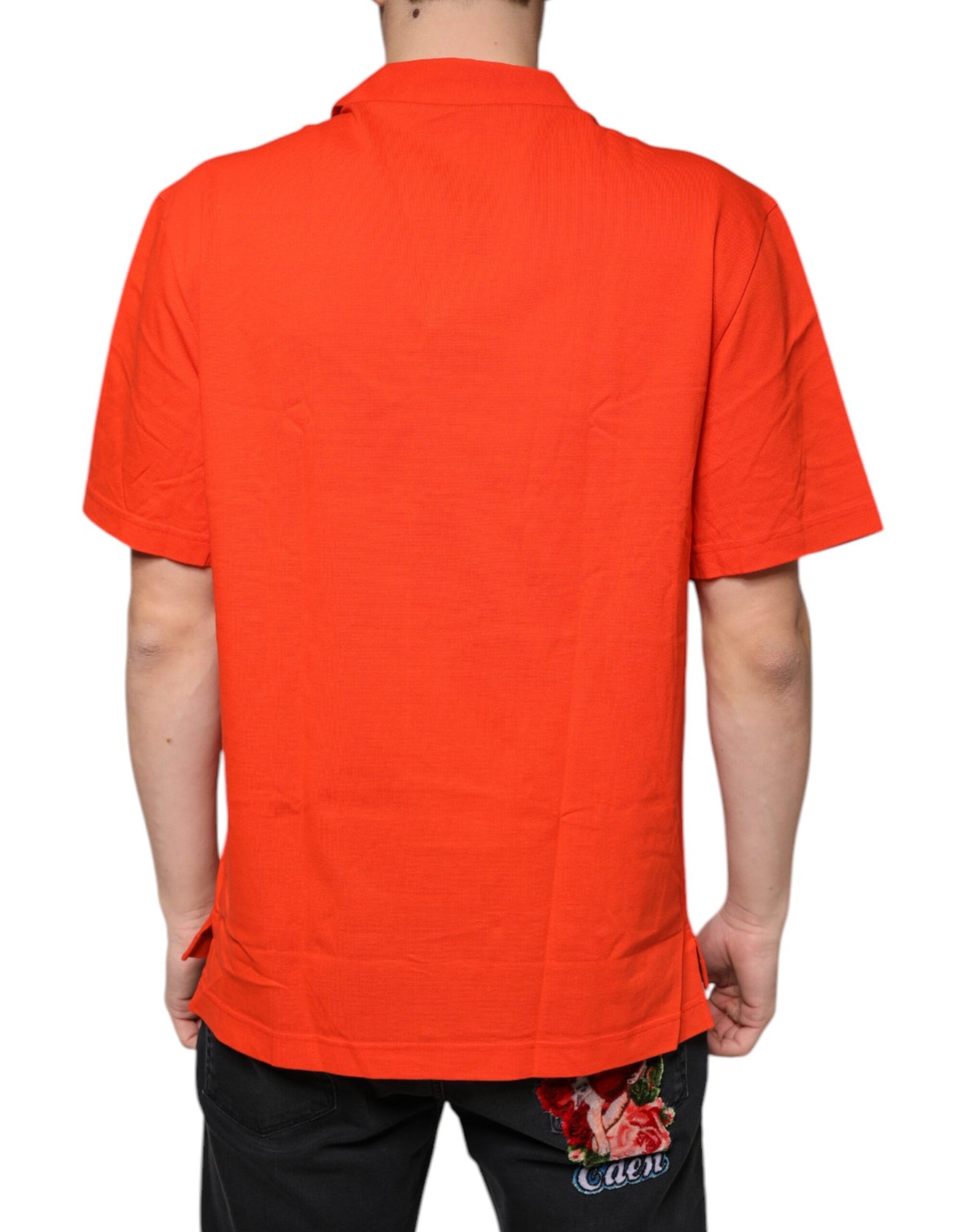 Oranges, lässiges Poloshirt aus Baumwolle mit Knopfleiste