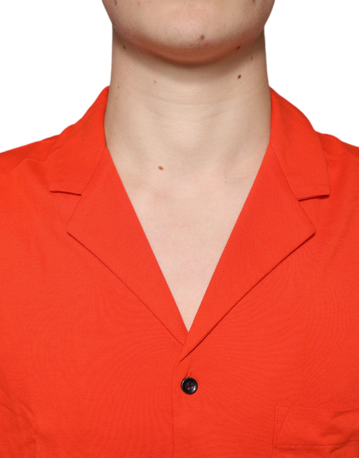 Oranges, lässiges Poloshirt aus Baumwolle mit Knopfleiste