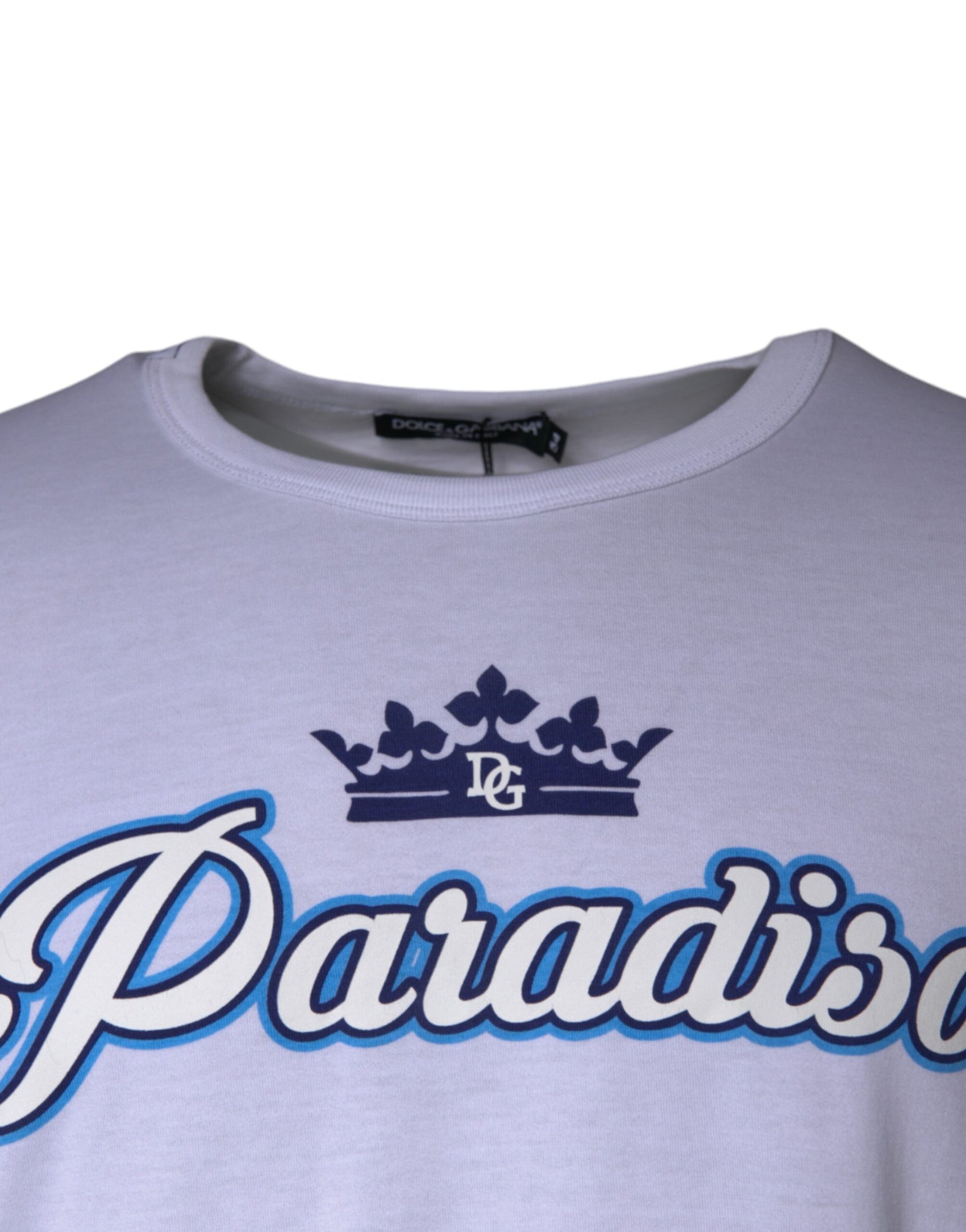 Weißes Paradiso Baumwoll-T-Shirt mit kurzen Ärmeln