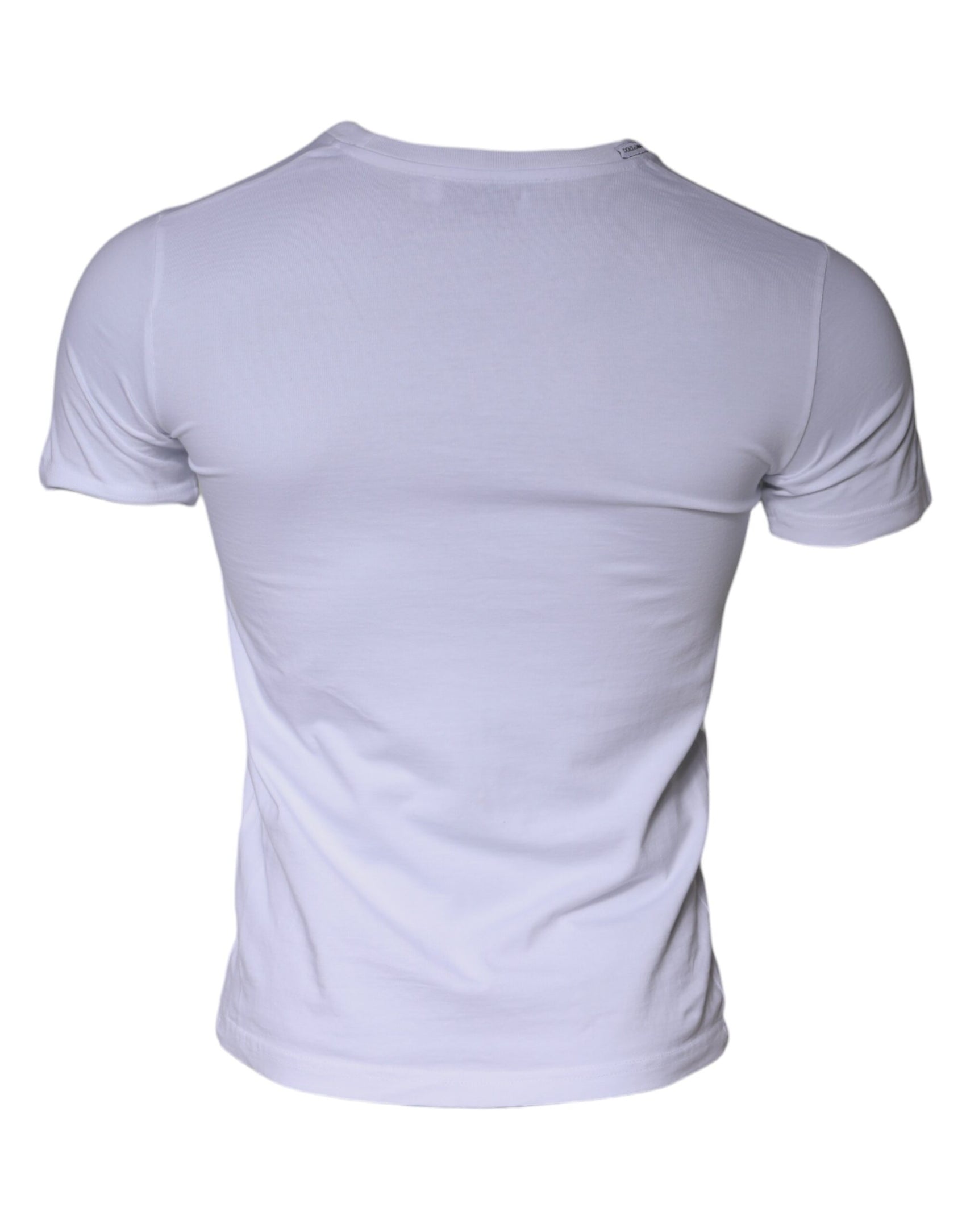 Weißes Baumwoll-T-Shirt mit Rundhalsausschnitt und Logo-Print