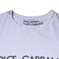 White Logo Print Cotton Crew Neck T-shirt