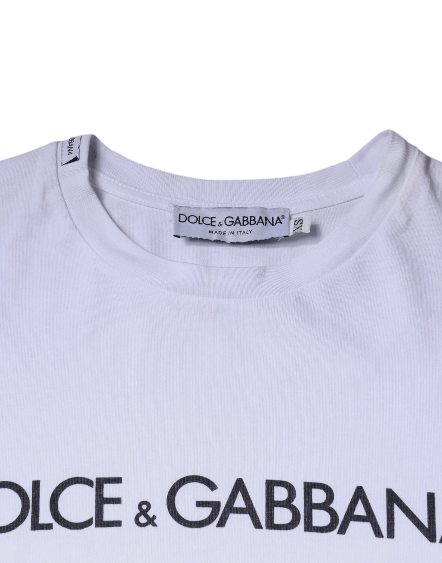 Weißes Baumwoll-T-Shirt mit Rundhalsausschnitt und Logo-Print