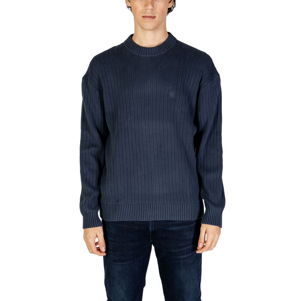 Blauer Baumwollpullover