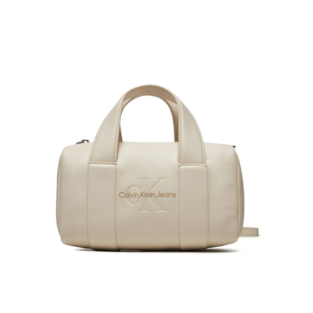 Beige Kunstleder Handtasche