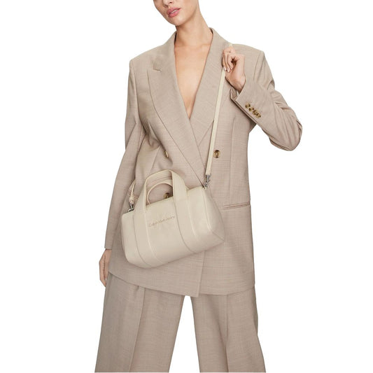 Beige Kunstleder Handtasche