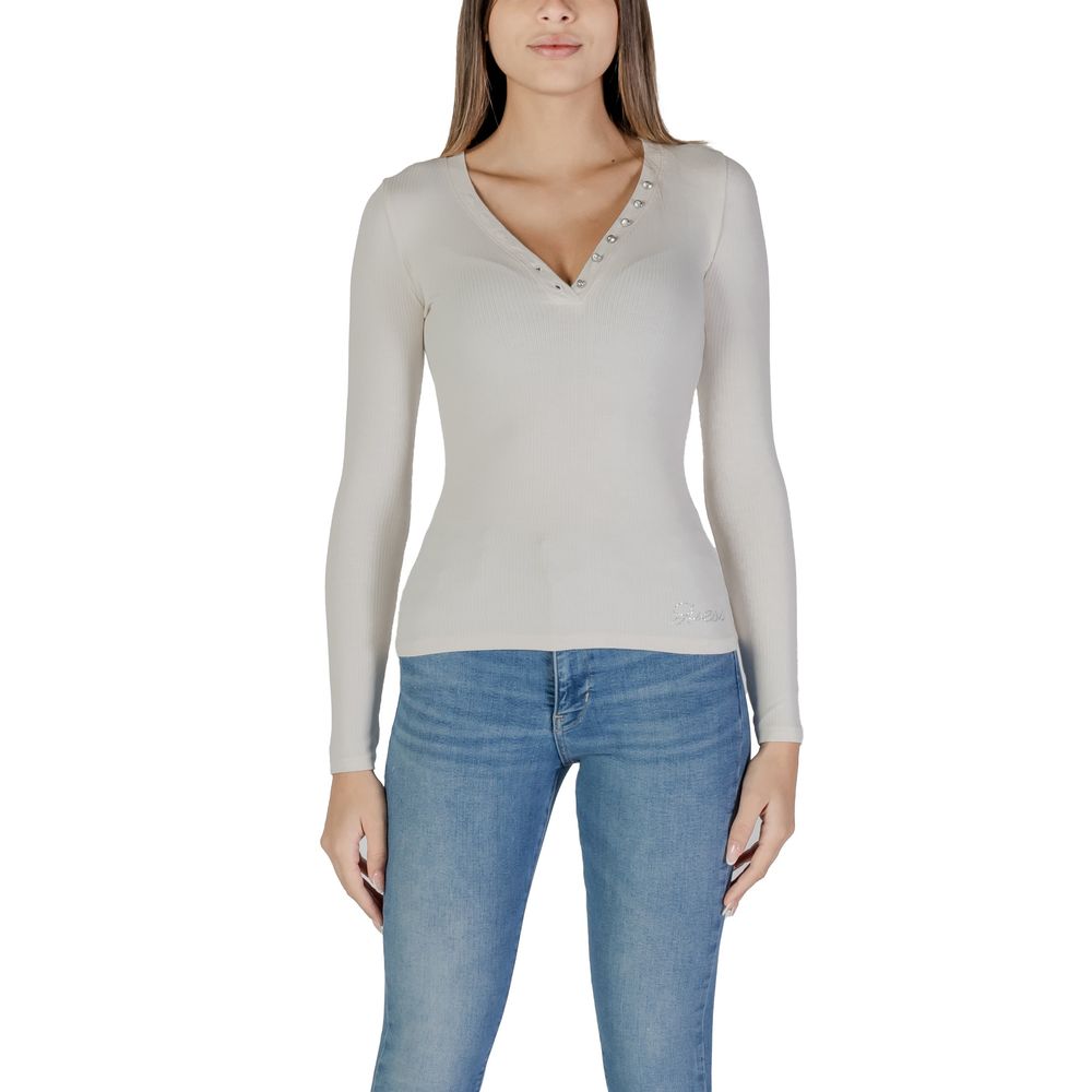 Top e T-shirt in viscosa color crema