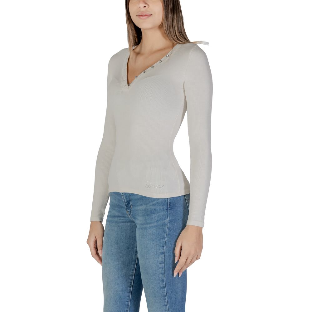 Cremefarbene Viskose-Tops und T-Shirts