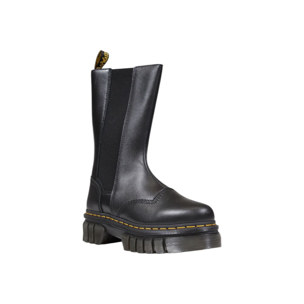 Schwarzer Lederstiefel
