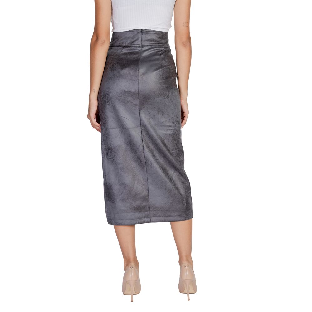 Gray Leather Leather Skirt