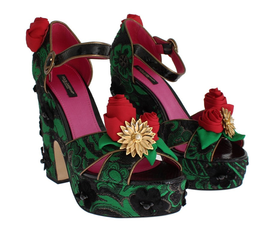 Enchanted Sicily Keilabsatzschuhe aus Kristallbrokat