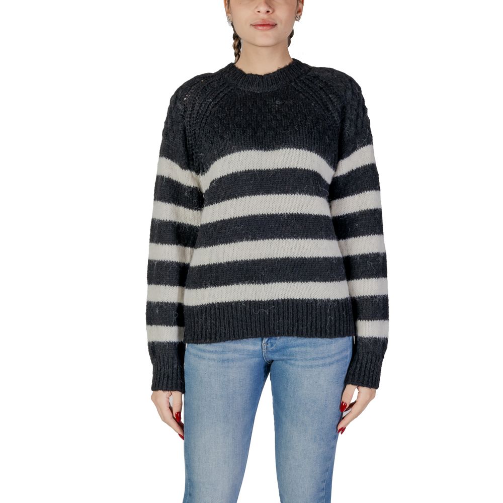 Black And White Polyester Polyester Sweater