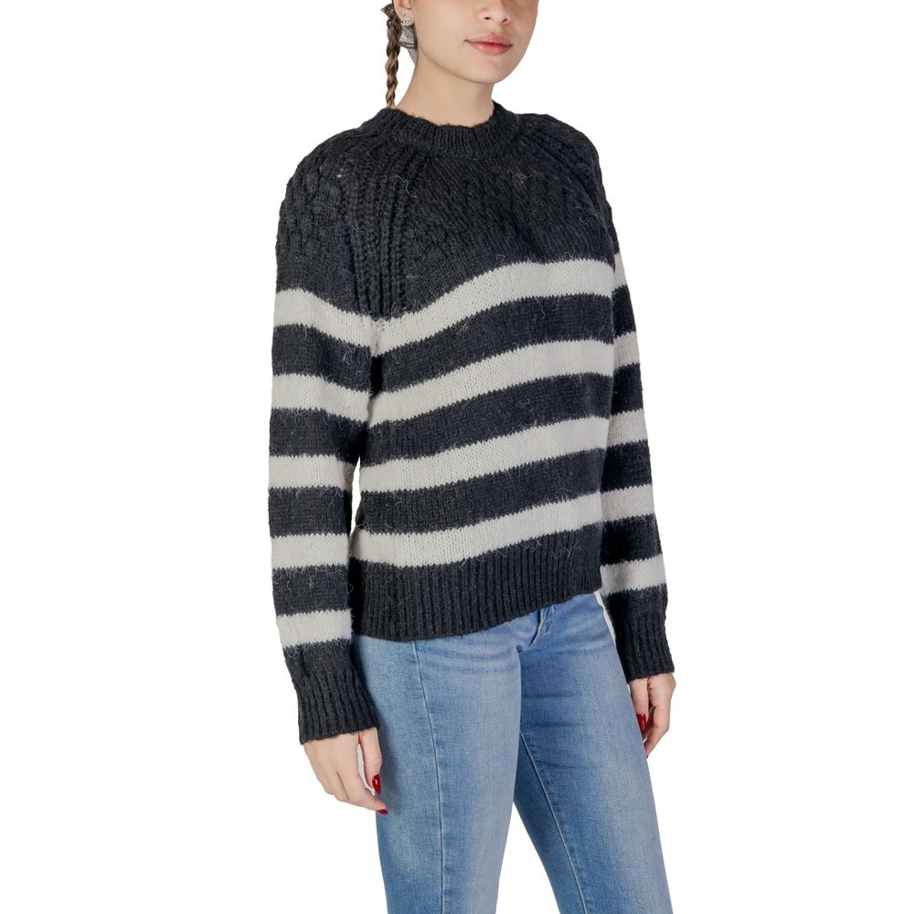 Black And White Polyester Polyester Sweater