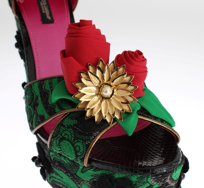 Enchanted Sicily Keilabsatzschuhe aus Kristallbrokat