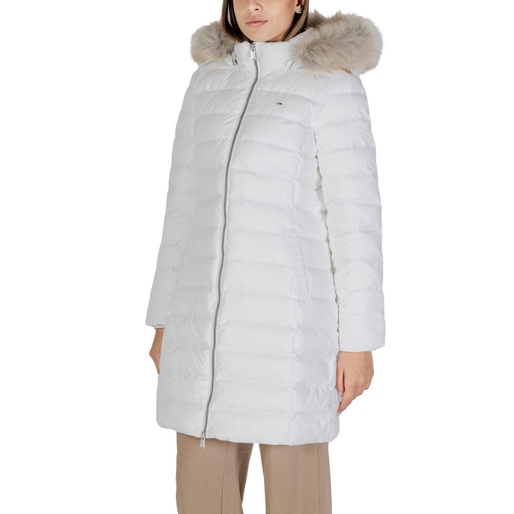 White Polyester Polyester Jackets & Coat