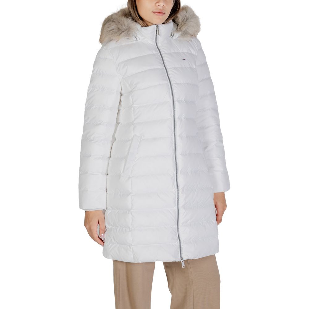 White Polyester Polyester Jackets & Coat